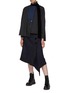 Figure View - Click To Enlarge - SACAI - Button side asymmetric drape tartan plaid wool skirt