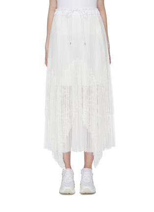 Main View - Click To Enlarge - SACAI - Lace panel pleated handkerchief skirt