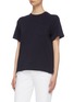 Detail View - Click To Enlarge - SACAI - Zip pleated stripe godet outseam T-shirt