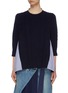 Main View - Click To Enlarge - SACAI - Pleated stripe shirt back wool cable knit sweater