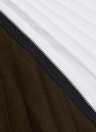 Detail View - Click To Enlarge - SACAI - Contrast colourblock melton panel pleated skirt