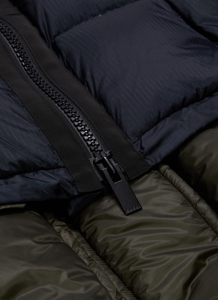  - SACAI - Layered colourblock vest panel hooded down puffer coat