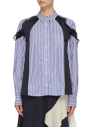 Main View - Click To Enlarge - SACAI - Ruffle panelled stripe shirt