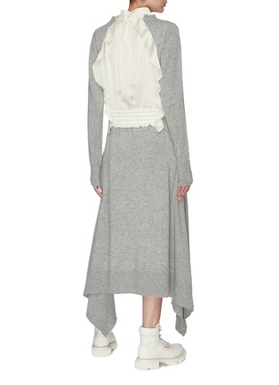 Back View - Click To Enlarge - SACAI - Smocked ruffle back wool knit dress