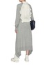 Figure View - Click To Enlarge - SACAI - Smocked ruffle back wool knit dress