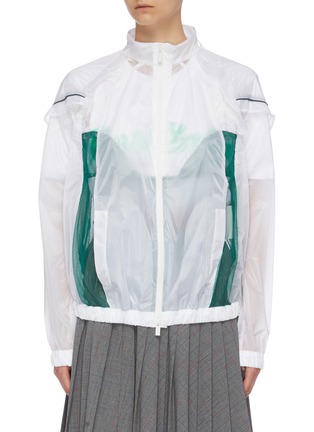 Main View - Click To Enlarge - SACAI - Lace mesh colourblock panel jacket