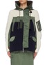 Main View - Click To Enlarge - SACAI - Colourblock mix knit hooded bomber jacket