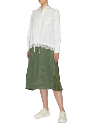 Figure View - Click To Enlarge - SACAI - Zip godet outseam drawstring nylon skirt