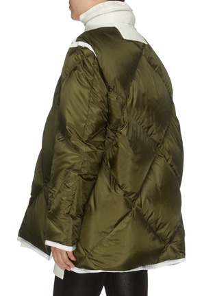Detail View - Click To Enlarge - SACAI - Faux fur trim hooded contrast placket down puffer jacket