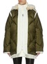 Main View - Click To Enlarge - SACAI - Faux fur trim hooded contrast placket down puffer jacket