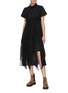 Figure View - Click To Enlarge - SACAI - Short sleeve shirt panel pleated lace slip dress
