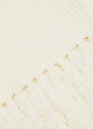  - SACAI - Asymmetric fringe scarf sleeve panel mock neck wool sweater