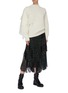 Figure View - Click To Enlarge - SACAI - Asymmetric fringe scarf sleeve panel mock neck wool sweater