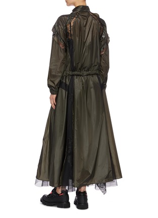 Back View - Click To Enlarge - SACAI - Lace mesh panel half-zip nylon dress