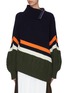 Main View - Click To Enlarge - SACAI - Colourblock mix knit puff sleeve turtleneck sweater