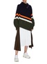 Figure View - Click To Enlarge - SACAI - Colourblock mix knit puff sleeve turtleneck sweater