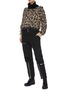 Figure View - Click To Enlarge - SACAI - Drawcord hem leopard jacquard cropped turtleneck sweater