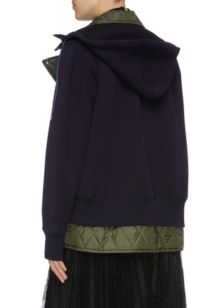 Back View - Click To Enlarge - SACAI - Quilted biker panel scuba jersey zip hoodie