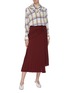 Figure View - Click To Enlarge - AKIRA NAKA - Belted pleated staggered hem skirt