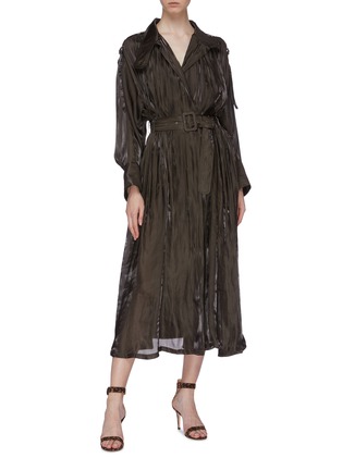 Figure View - Click To Enlarge - AKIRA NAKA - Belted crinkled high neck trench dress