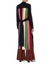 Back View - Click To Enlarge - AKIRA NAKA - Belted back colourblock stripe fringe long cardigan