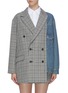Main View - Click To Enlarge - THE KEIJI - Denim panel check plaid double breasted blazer