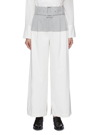 Main View - Click To Enlarge - THE KEIJI - Belted colourblock wide leg pants