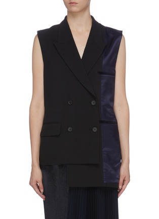 Main View - Click To Enlarge - THE KEIJI - Reversible satin inside-out panel asymmetric double breasted gilet