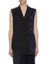 Main View - Click To Enlarge - THE KEIJI - Reversible satin inside-out panel asymmetric double breasted gilet