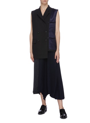 Figure View - Click To Enlarge - THE KEIJI - Reversible satin inside-out panel asymmetric double breasted gilet