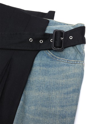  - THE KEIJI - Detachable pleated skirt panel staggered waist jeans