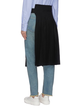 Back View - Click To Enlarge - THE KEIJI - Detachable pleated skirt panel staggered waist jeans