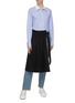 Figure View - Click To Enlarge - THE KEIJI - Detachable pleated skirt panel staggered waist jeans