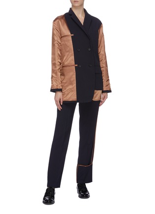 Figure View - Click To Enlarge - THE KEIJI - Reversible satin inside-out panel asymmetric blazer