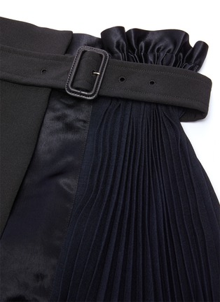Detail View - Click To Enlarge - THE KEIJI - Belted blazer hem panel asymmetric pleated skirt
