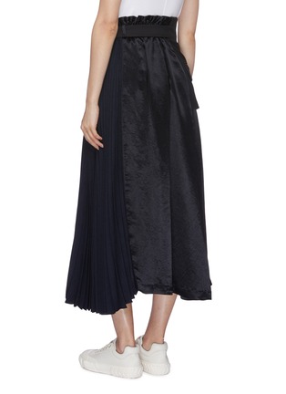 Back View - Click To Enlarge - THE KEIJI - Belted blazer hem panel asymmetric pleated skirt