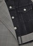  - THE KEIJI - Denim panel belted houndstooth check plaid trench coat