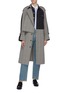 Figure View - Click To Enlarge - THE KEIJI - Denim panel belted houndstooth check plaid trench coat