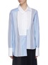 Main View - Click To Enlarge - THE KEIJI - Staggered bib mix stripe asymmetric shirt