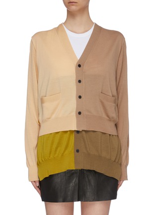 Main View - Click To Enlarge - TOGA ARCHIVES - Colourblock extended hem wool blend cardigan