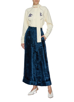 Figure View - Click To Enlarge - TOGA ARCHIVES - Rolled cuff velvet wide leg pants
