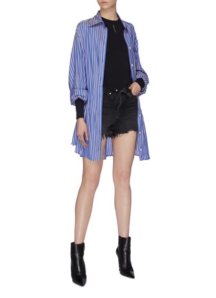 Figure View - Click To Enlarge - BEN TAVERNITI UNRAVEL PROJECT  - Stripe silk shirt dress