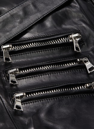 Detail View - Click To Enlarge - BEN TAVERNITI UNRAVEL PROJECT  - Stud belted zip leather skirt