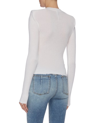 Back View - Click To Enlarge - BEN TAVERNITI UNRAVEL PROJECT  - Padded shoulder distressed cashmere knit top