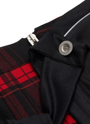 Detail View - Click To Enlarge - BEN TAVERNITI UNRAVEL PROJECT  - Belted check plaid panelled asymmetric skirt