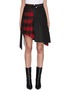 Main View - Click To Enlarge - BEN TAVERNITI UNRAVEL PROJECT  - Belted check plaid panelled asymmetric skirt