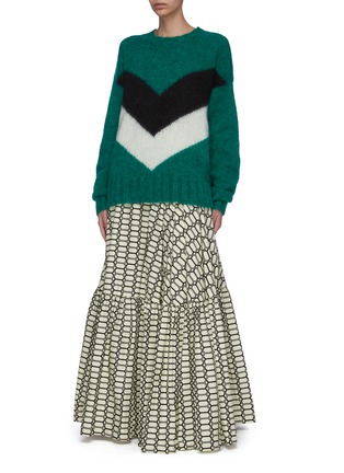 Figure View - Click To Enlarge - PLAN C - Colourblock chevron stripe mohair blend sweater