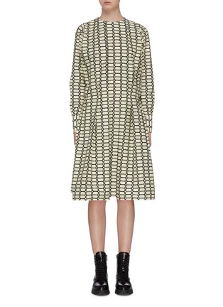 Main View - Click To Enlarge - PLAN C - Pleated geometric print dress