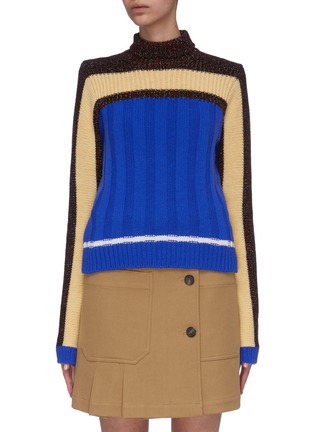 Main View - Click To Enlarge - PLAN C - Stripe colourblock turtleneck sweater