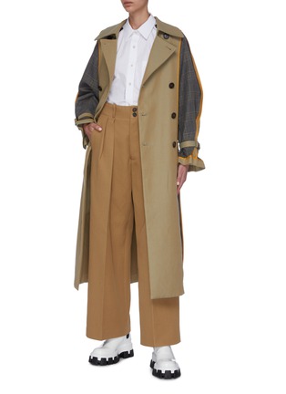 Figure View - Click To Enlarge - PLAN C - Pleated twill wide leg chinos